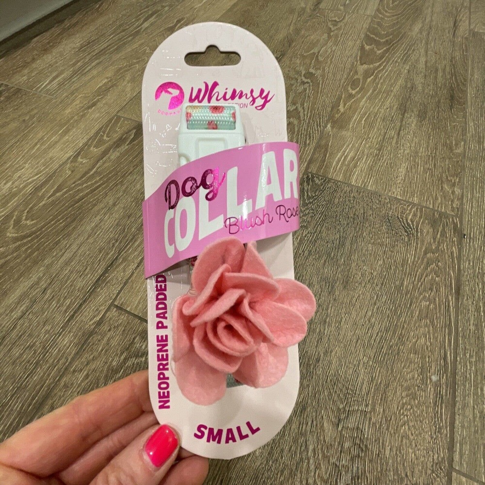 BLUSH ROSE Dog Collar Dogs Whimsy Valentine FLOWERS S Small Secure Clip Wedding
